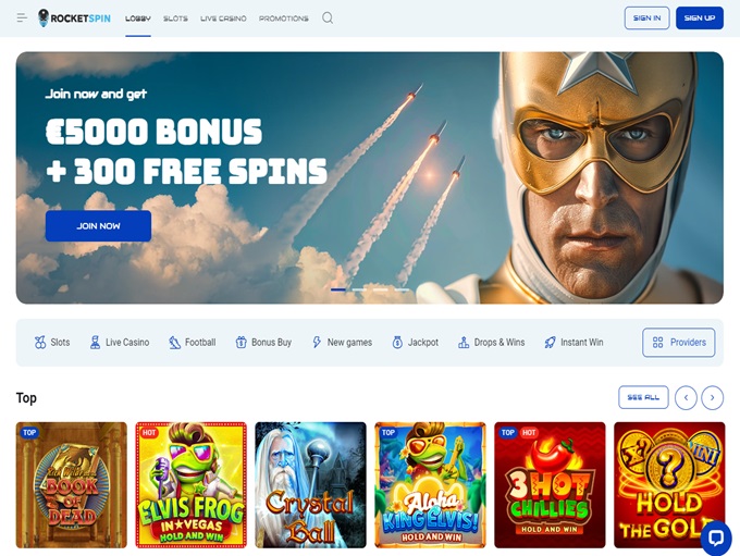 RocketSpin Casino lobby