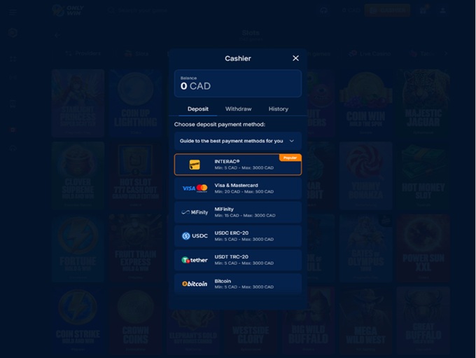 OnlyWin Casino screenshot 3