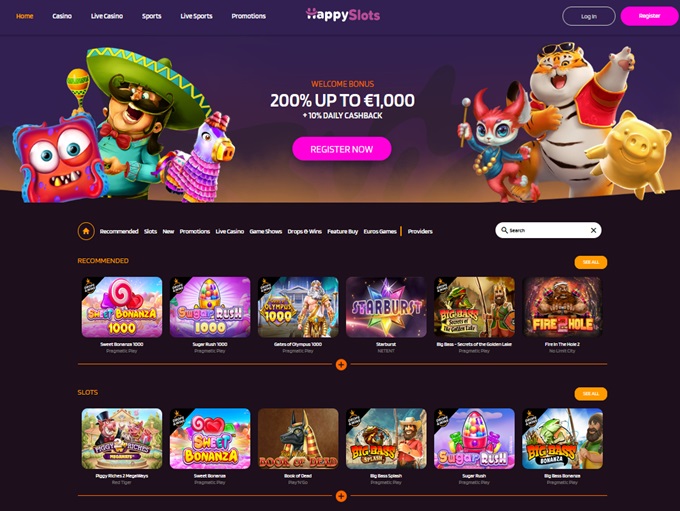 HappySlots Casino lobby