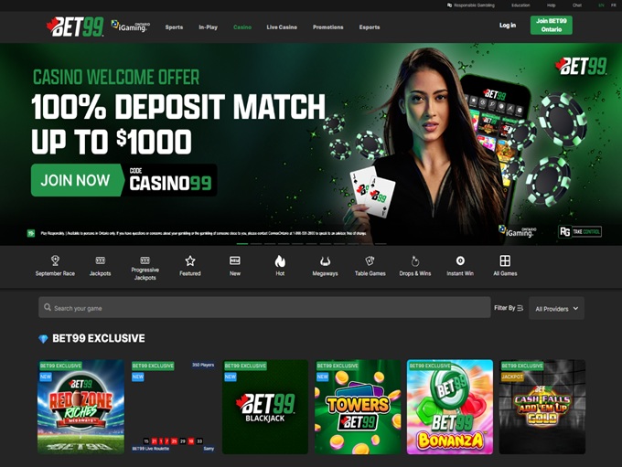 BET99 Casino Ontario screenshot 1