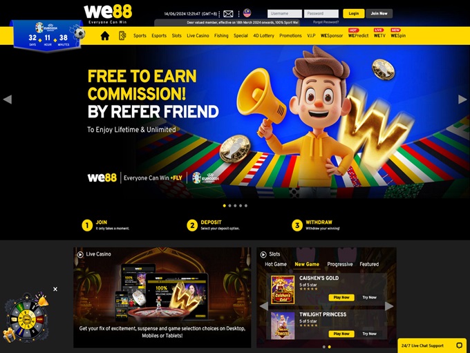 WE88 Casino lobby