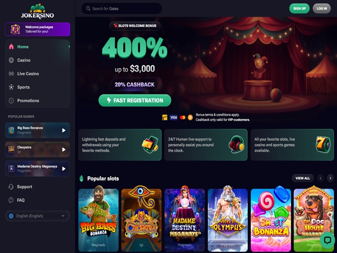 Jokersino Casino lobby