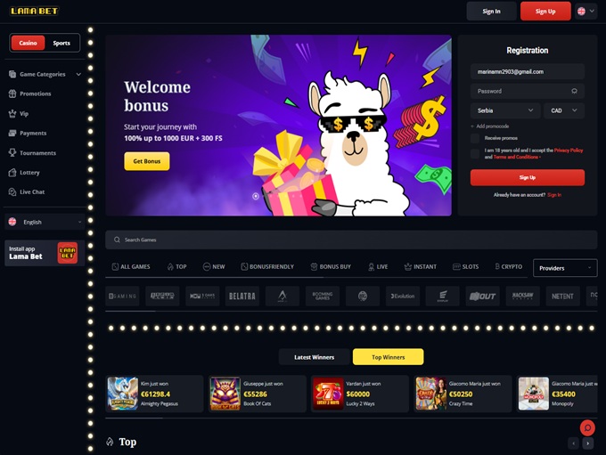 Lamabet Casino screenshot 1