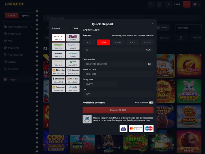 Lamabet Casino screenshot 3