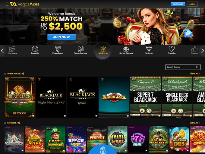 VegasAces Casino lobby