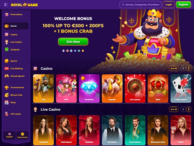 Royal Game Casino lobby