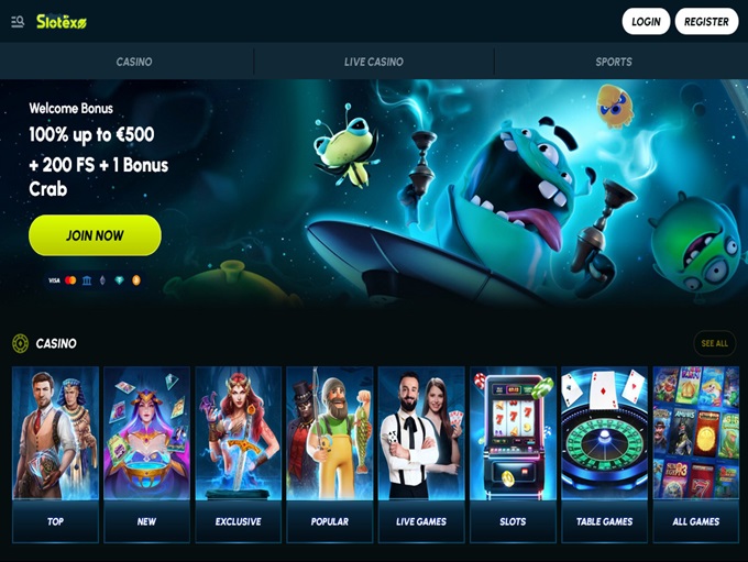 Slotexo Casino lobby