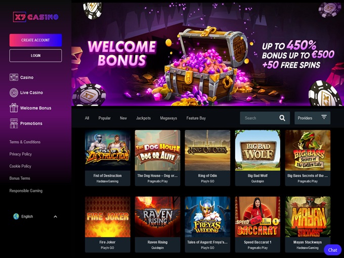 X7 Casino lobby