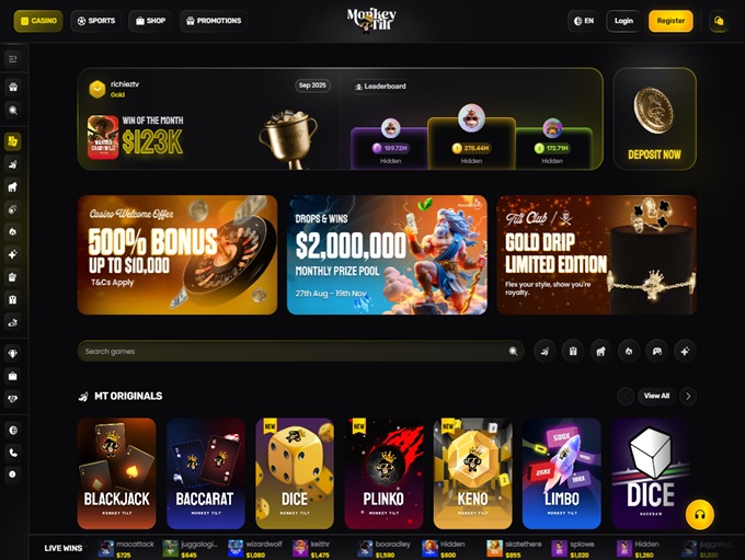Monkey Tilt Casino screenshot 1