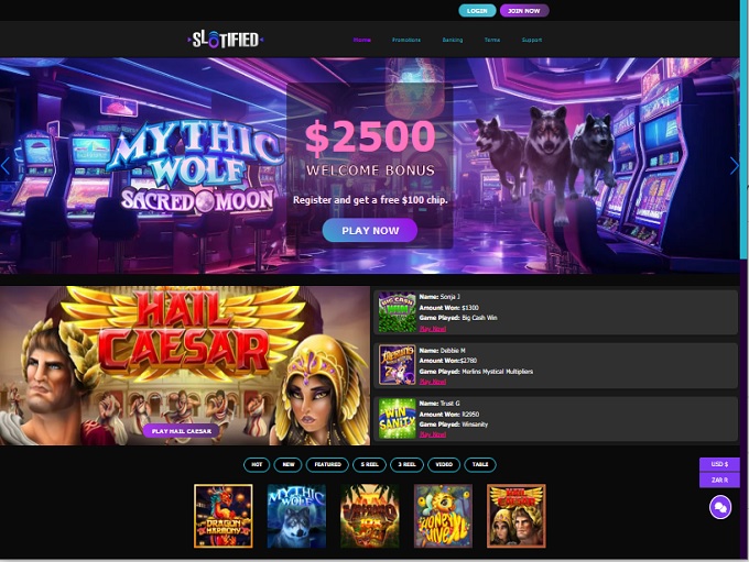Slotified Casino lobby