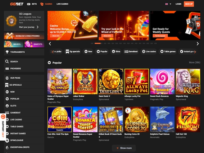GGbet Casino lobby