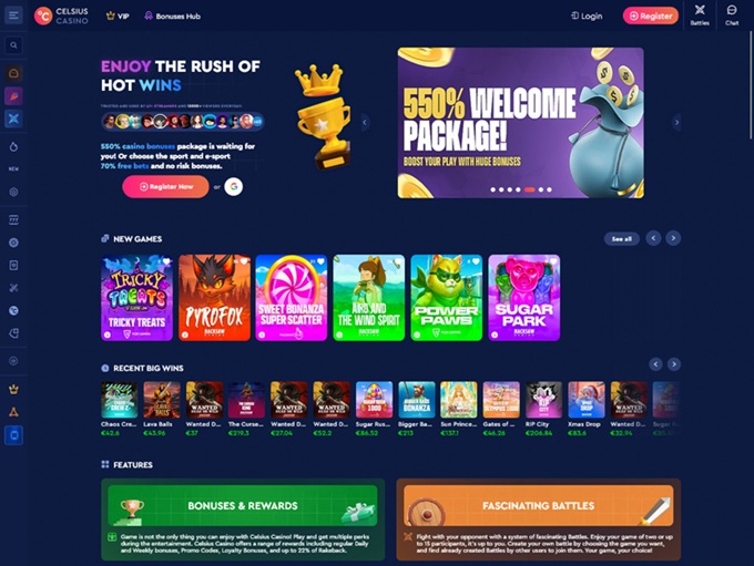 Celsius Casino lobby
