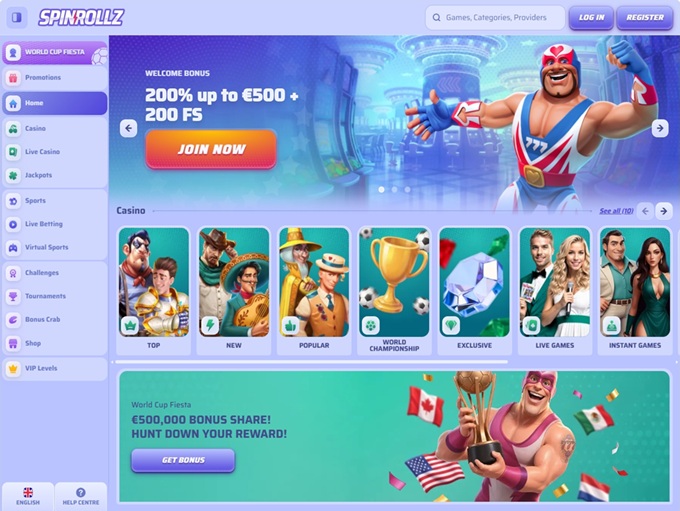 Spinrollz Casino lobby
