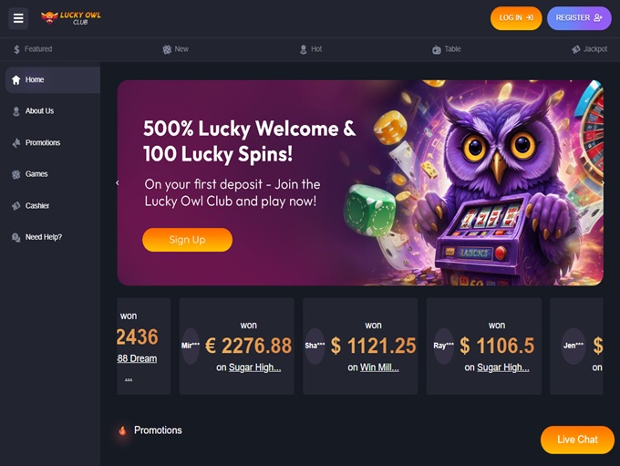 Lucky Owl Club Casino lobby