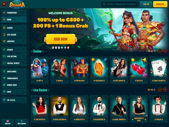 Spinanga Casino lobby