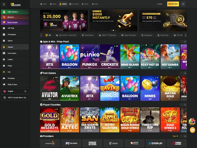 96.com Casino screenshot 1