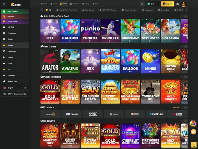 96.com Casino screenshot 2