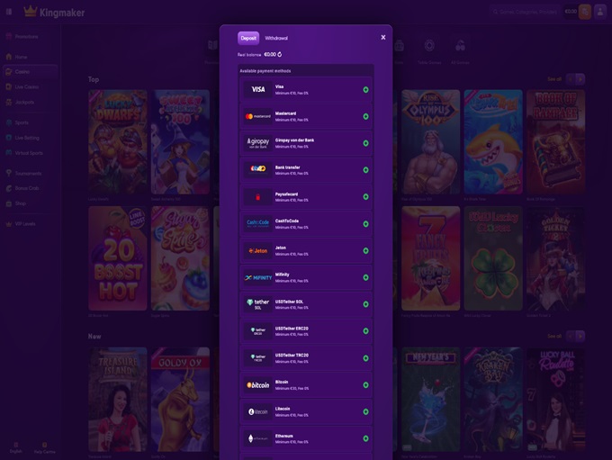Kingmaker Casino screenshot 3