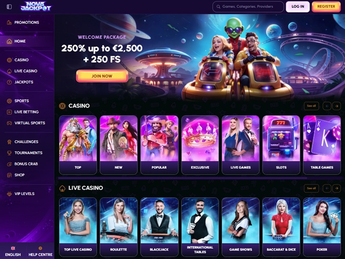 Novajackpot Casino lobby