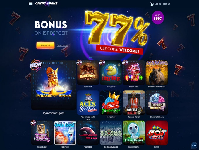CryptoWins Casino lobby