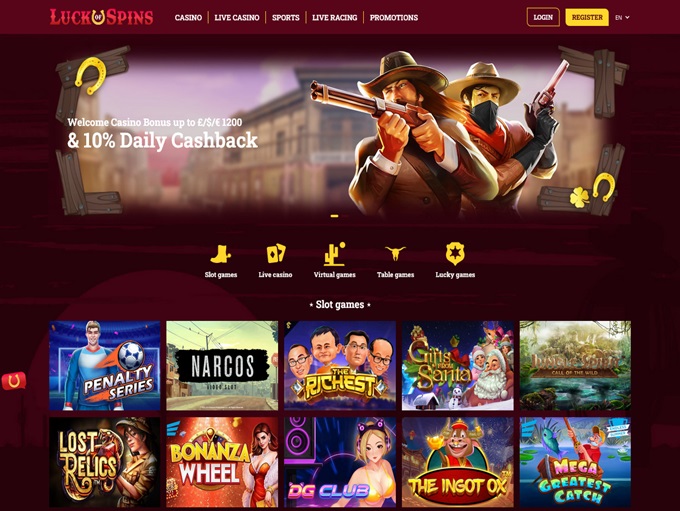 Luck of Spins Casino lobby
