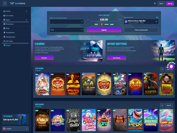 Wintopia Casino screenshot 1