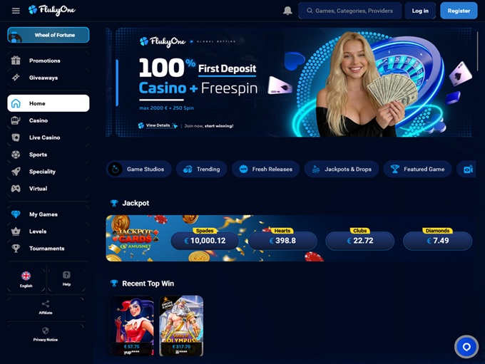 FlukyOne Casino lobby