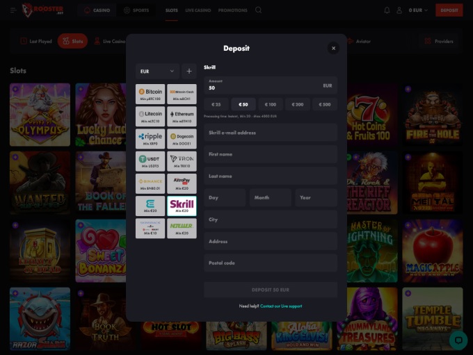 Rooster.bet Casino screenshot 3