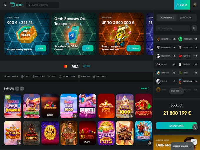 DRIP Casino lobby