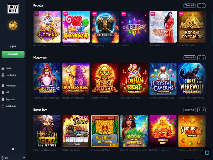 LuckyWins Casino screenshot 2