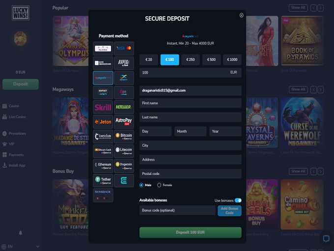 LuckyWins Casino screenshot 3