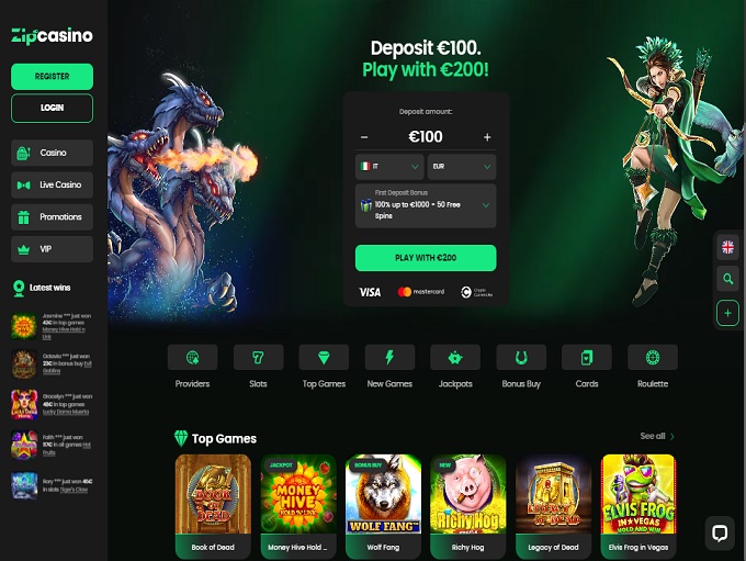 ZipCasino lobby