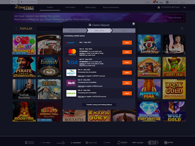HornetBet Casino screenshot 3