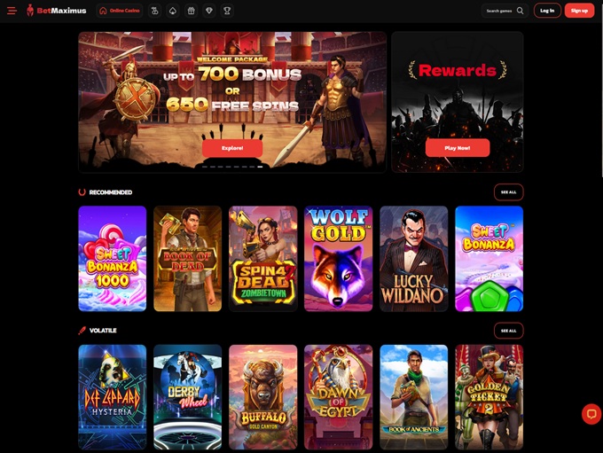 BetMaximus Casino lobby