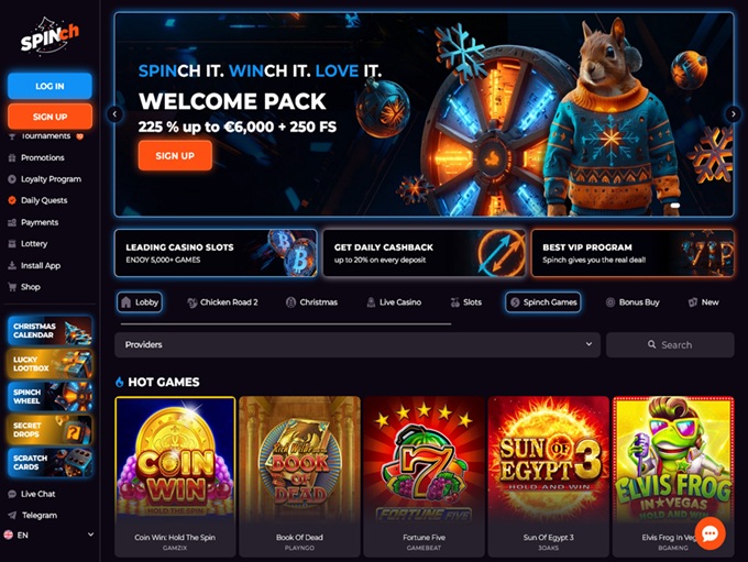 Spinch Casino lobby