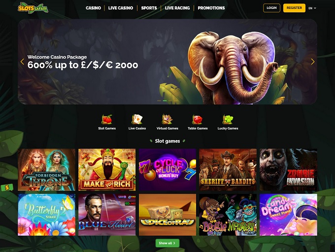 Slots Safari Casino lobby