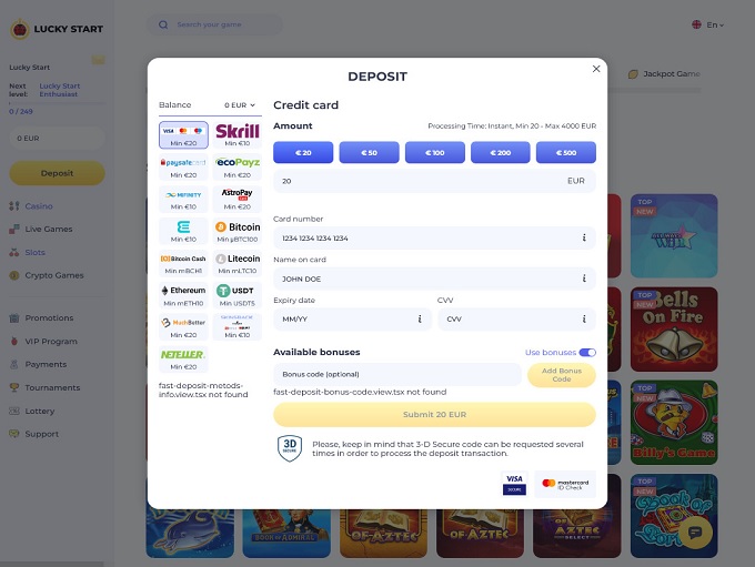 LuckyStart Casino screenshot 3