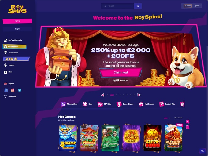 Royspins Casino lobby