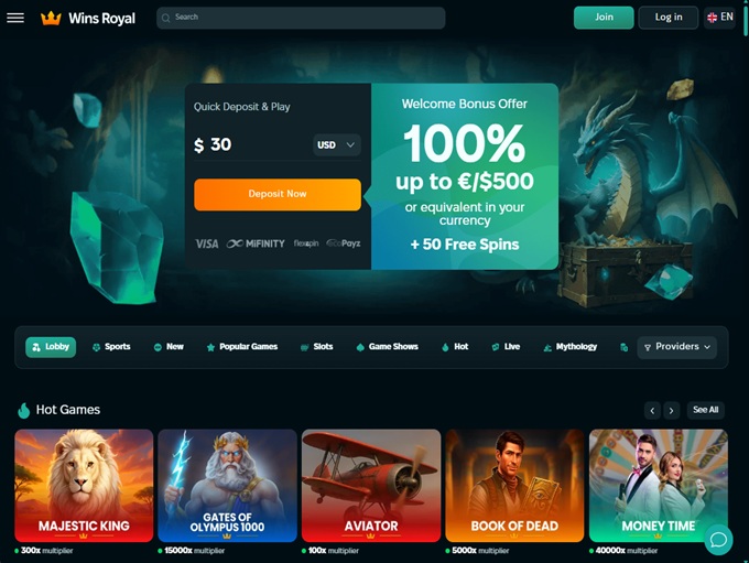 Wins Royal Casino lobby