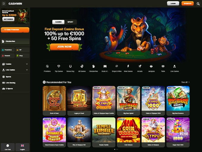 Cashwin Casino lobby