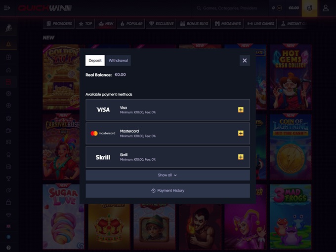 Quickwin Casino screenshot 3