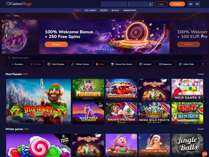 CasinoMega lobby
