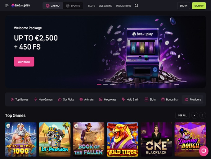 BetandPlay Casino lobby