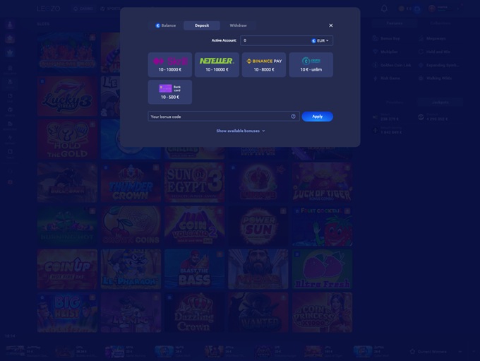 Legzo Casino screenshot 3