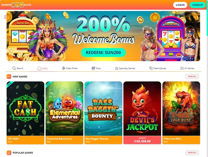 Sunrise Slots Casino lobby
