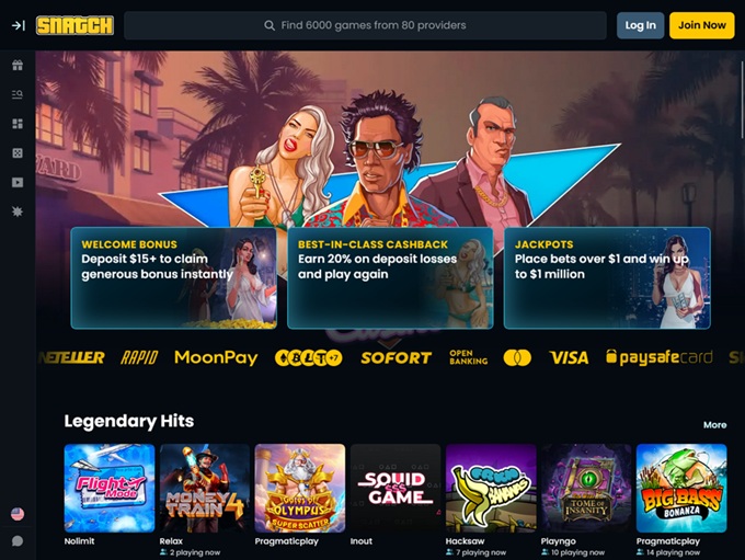 Snatch Casino lobby