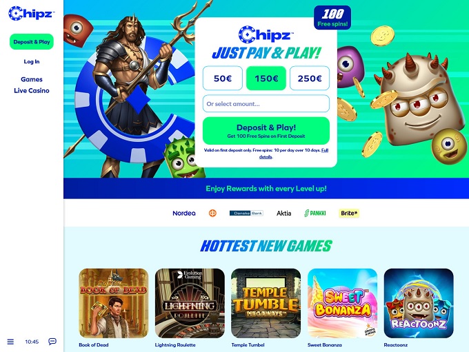 Chipz Casino lobby