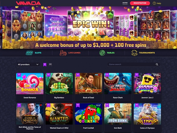 VAVADA Casino lobby