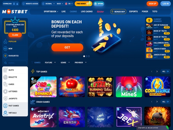 MOSTBET Casino lobby