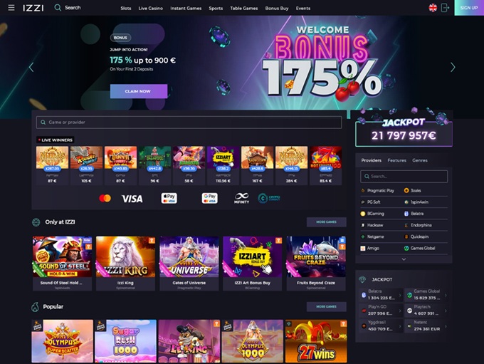 IZZI Casino lobby
